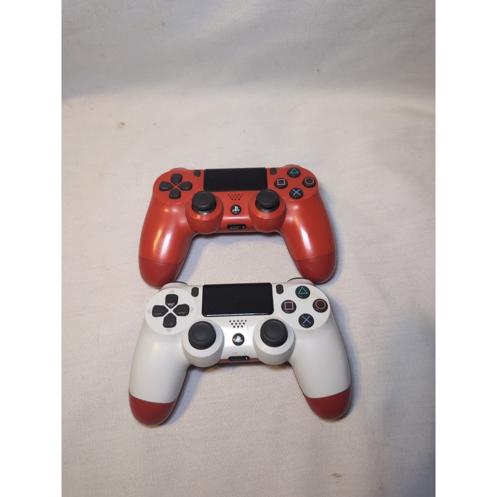 2x Sony PlayStation 4 PS4 Dual Shock 4 Wireless Controller - Red & White WORKS